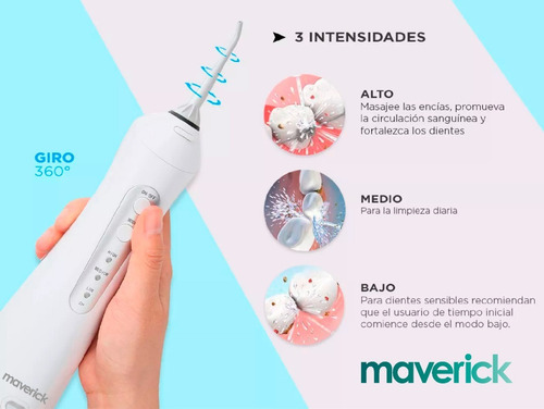 Imagen 4 de 10 de Ducha Bucal Irrigador Dental Maverick Blanqueamiento 1400mah
