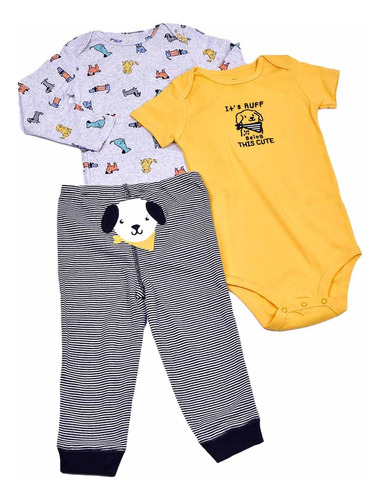 Conjunto 3 Pzas Ropa De Bebé Pañalero Pantalón Niño Niña