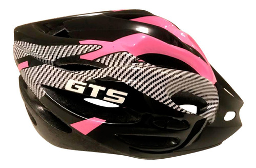 Capacete Com Sinalizador Led Bike Ciclismo Preto E Rosa Gts Tamanho G