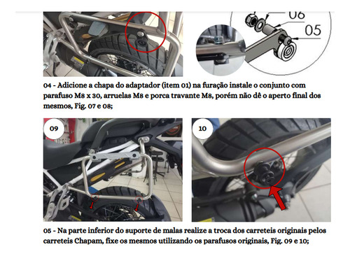 Kit Adaptador Suporte Bau Mala Lateral Outback P/ Monokey
