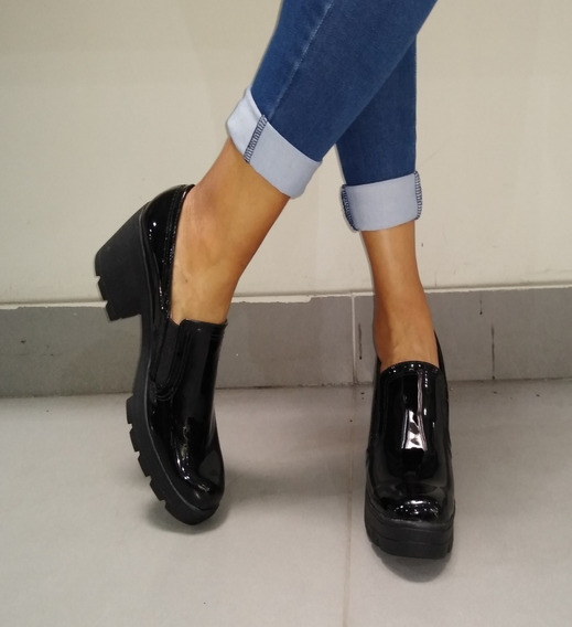 cordura Bourgeon Escudero Zapato-mujer-mocasin-vestir-negro-plataforma-talla-36-37-38 | Cuotas sin  interés
