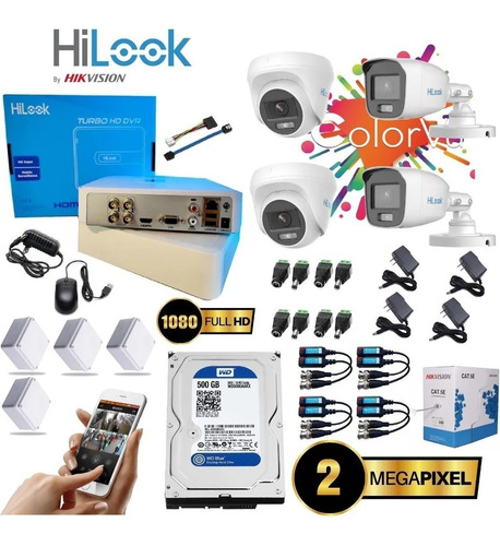 Cámaras Seguridad Hikvision Hilook Color Vu Dvr 4ch + 4 Cam