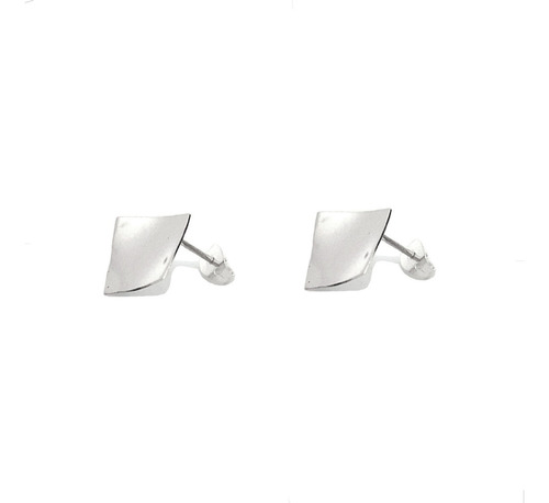 Arete Broquel Cuadro Liso De Plata .925 Agálea Mujer