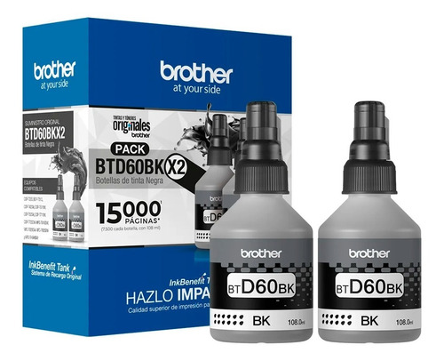 Tintas Brother Btd60bk Negro Pack De 2 Unidades | Ofiexpress