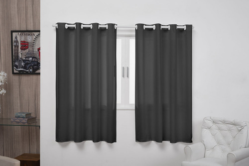 Cortina Oxford Sala E Quarto 2,80m X 1,70m Janela Lisa Luxo Cor Preto