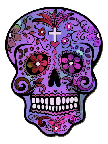 Imagen 1 de 3 de Cuadros Decorativos Calavera Mexicana Violeta 22x30cm