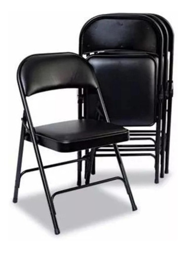 Kit 4 Cadeiras Dobrável Almofadada Preta Maxchief Até 247 Kg