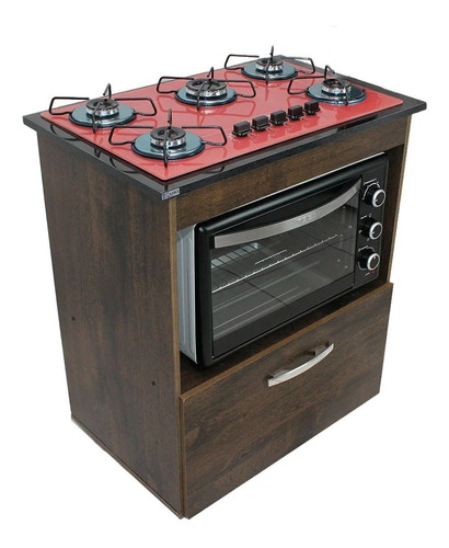 Kit Balcão C/ Cooktop  5 Bocas + Forno Elétrico 48l Plus