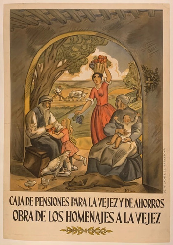 Caja De Pensiones De España - Afiche 1950 - Lámina 45x30 Cm.