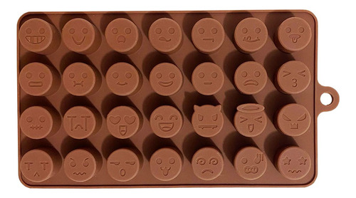 Molde Silicón 28 Mini Emojis Repostería Chocolate Gomitas Marrón