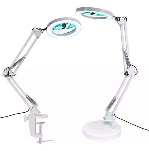 Lupa Luminária Articulável Led Ring Light Garra Base Lorben Cor da estrutura Branco