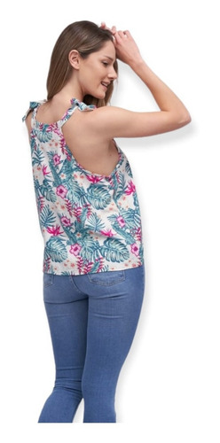 Imagen 2 de 2 de Blusa Cuello Lazo Poplin Estampado | Vov Jeans (02591)