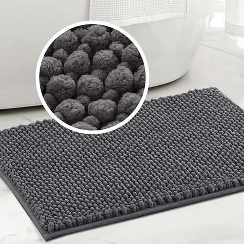 Alfombra De Baño Antideslizante, Lavable A Máquina,  Gris