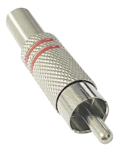 Ficha Conector Rca Macho Metalica Plateada St-490 X Unidad