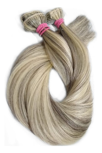 Cabelo Humano Brasileiro Loiro Mechado Tela 100g 65 Cm