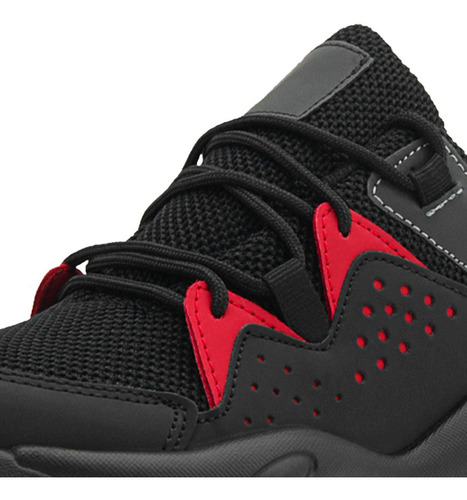 Tenis Sneaker Moda Deportivo Unisex Negro/rojo 22-29