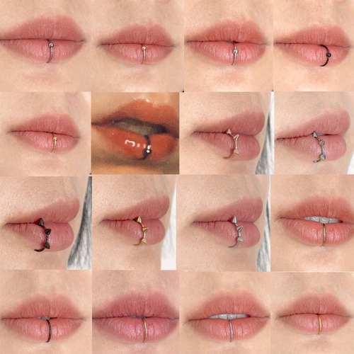(d) Anillos Para Labios Falsos De Acero Inoxidable Punk De 1