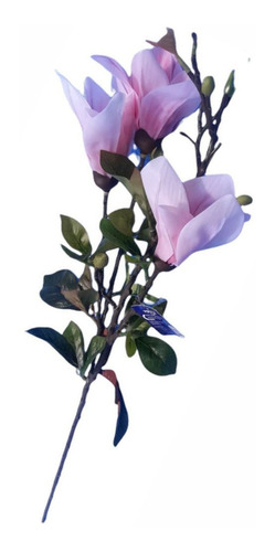 Vara Magnolia Flor Rosa Artificial Grande 85 Cm Planta