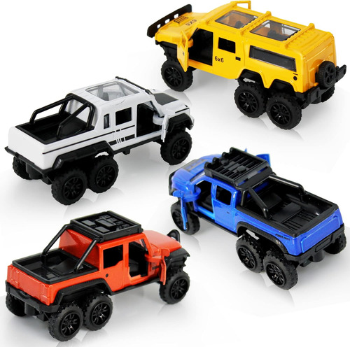 Kidami Diecast Toy Trucks 4 Pack Pull Back Toy Cars Opena Aa