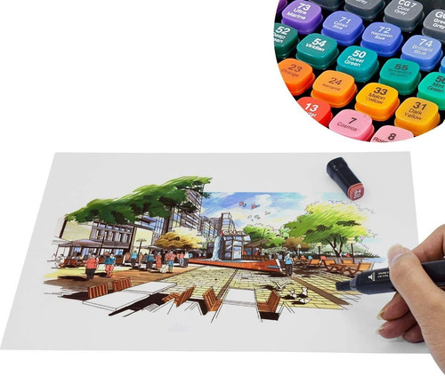 Kit 80 Marcadores Doble Punta Pincel Y Cincel