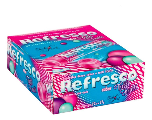 Pastillas caramelo Felfort  refresco sabor tutti frutti caja con 12 unidades