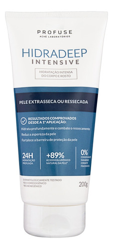  Loção Hidratação Intensa Corpo e Rosto sem Perfume Profuse Hidradeep Bisnaga 200g