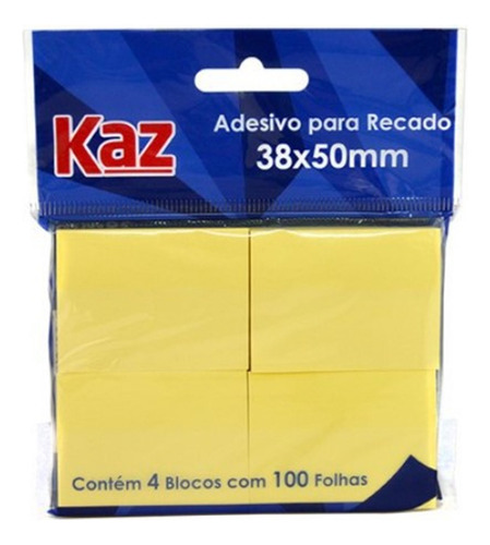 Bloco Auto Adesivo Colante 38x50mm Amarelo 100 Folhas