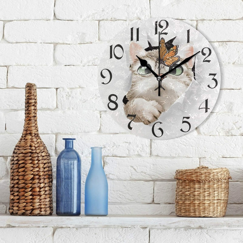 Lindos Relojes De Pared De Mariposa De Gato Que Funcionan Co