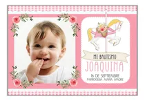 Comprar Tarjeta Imprimible Con Foto Carrusel #1 Cumpleaños Bautismo