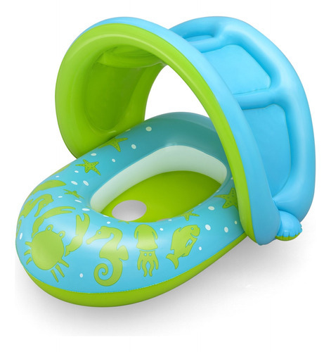 Andadera Inflable Con Techo Bestway 34091 Color Azul Con Verde