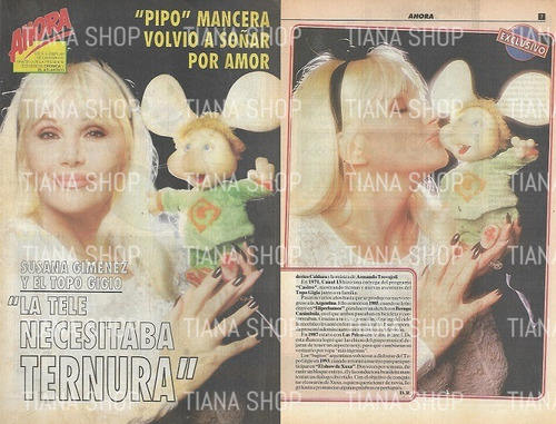 Ahora_1996_susana Gimenez Y El Topo Gigio. Muy Linda Nota