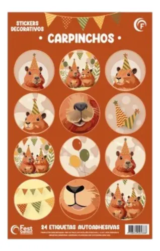 Stickers Decorativos X 24u. - Carpincho Capibara