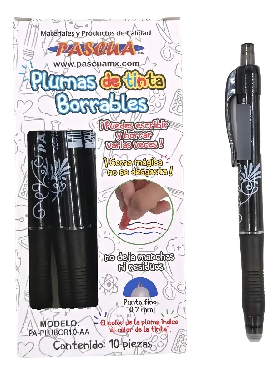 Bolígrafo Borrable Retráctil Pascua Escolar Tinta Negra Pack 10 Unid