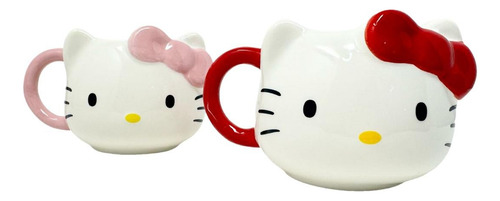 Taza Hello Kitty Ceramica Kawaii Adorable Moño 3d Relieve Rosa Hello Kitty
