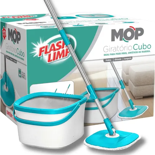 Mop Giratório Cubo 9l Rodapé Esfregao Profissional Flashlimp