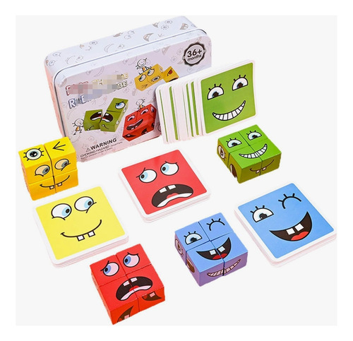 Juego De Puzzle Cubos Didáctico Expresiones Y Emociones