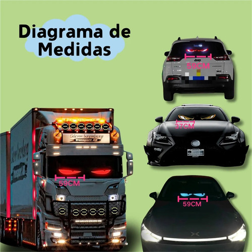 Ojos Led Para Camión Letrero Led Programable (2pzas 12x59cm)