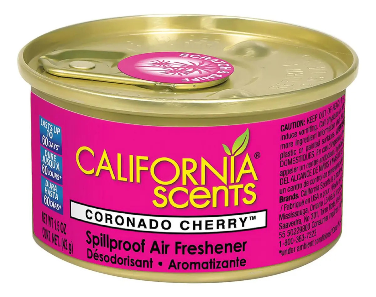 California Scents - Aromatizante Orgánico Lata Cherry Para Auto Casa - Fragancia Cereza - Hasta 60 Días - 1 Unidad