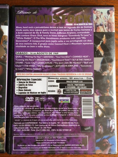Imagem 4 de 5 de 2 Dvd - Diário De Woodstock (1º E 2º Dia) Frete Grátis