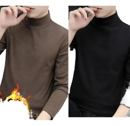Camiseta Cálida De Manga Larga Con Cuello Alto Y Cuello Alto