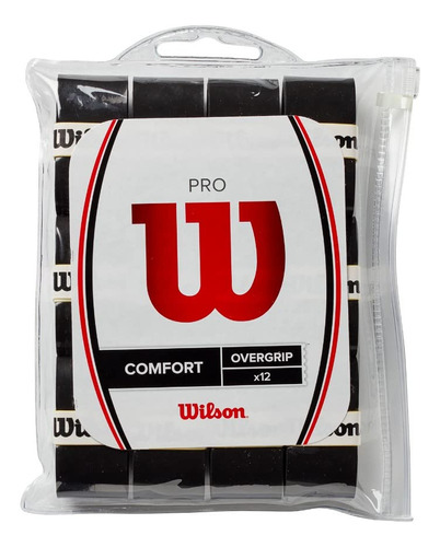 Wilson Pro Overgrip - Paquete De 12 Unidades, Color Negro, .