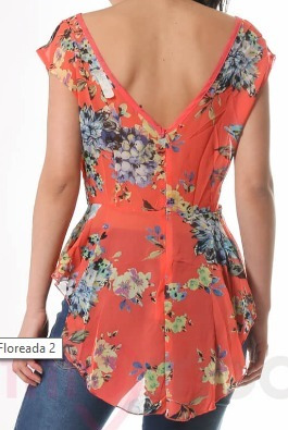 Musculosa Gasa Floreada Gasa Con Cierre Oferta Liquidación