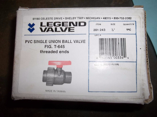 Legend Valve T-645 Pvc Single Union Ball Valve Threaded En