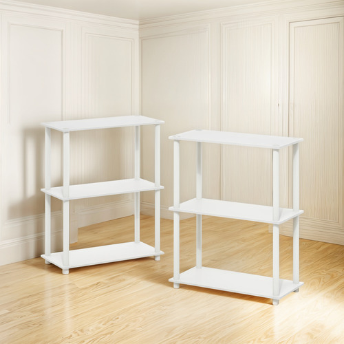 Estante Compacto Multiusos 3 Niveles Juego De 2 Blanco