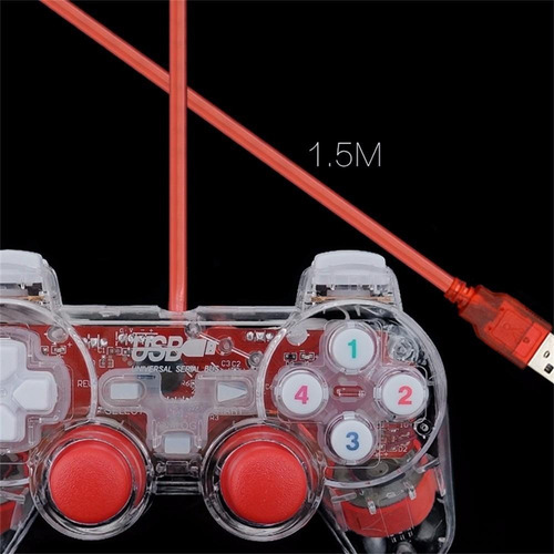 Joystick Pc Usb Transparente Con Luz Led