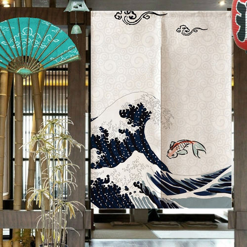 Cortina Divisoria 85* 120 Cm Estilo Japonés Poliéster Mitad