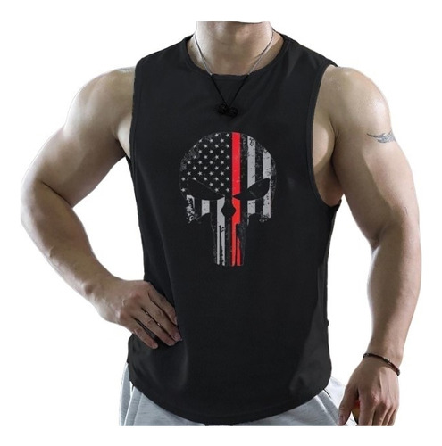 Polera Superhéroe Punisher Sin Manga El Castigador Musculosa