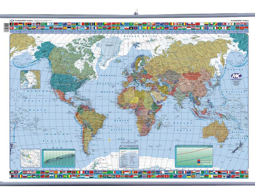 Mapa Planisferio (político) 95x65cm - Portable