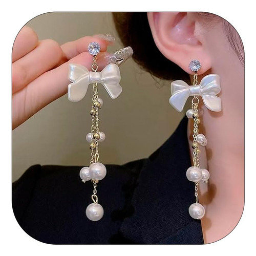 Pendientes Bow Pearl Pendientes Bow Rhines B0cl91b9sz_150324