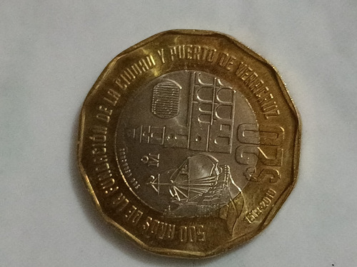 Moneda De $20.00, Fund. 500 Años De La Cd. Y Pro. Veracruz.